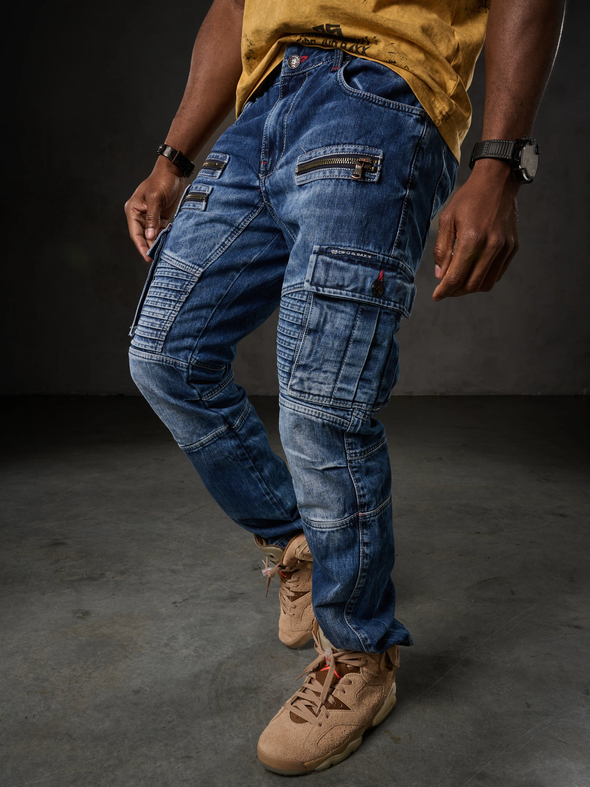 Men’s Regular Fit jeans with details CD798 DARK BLUE Cipo