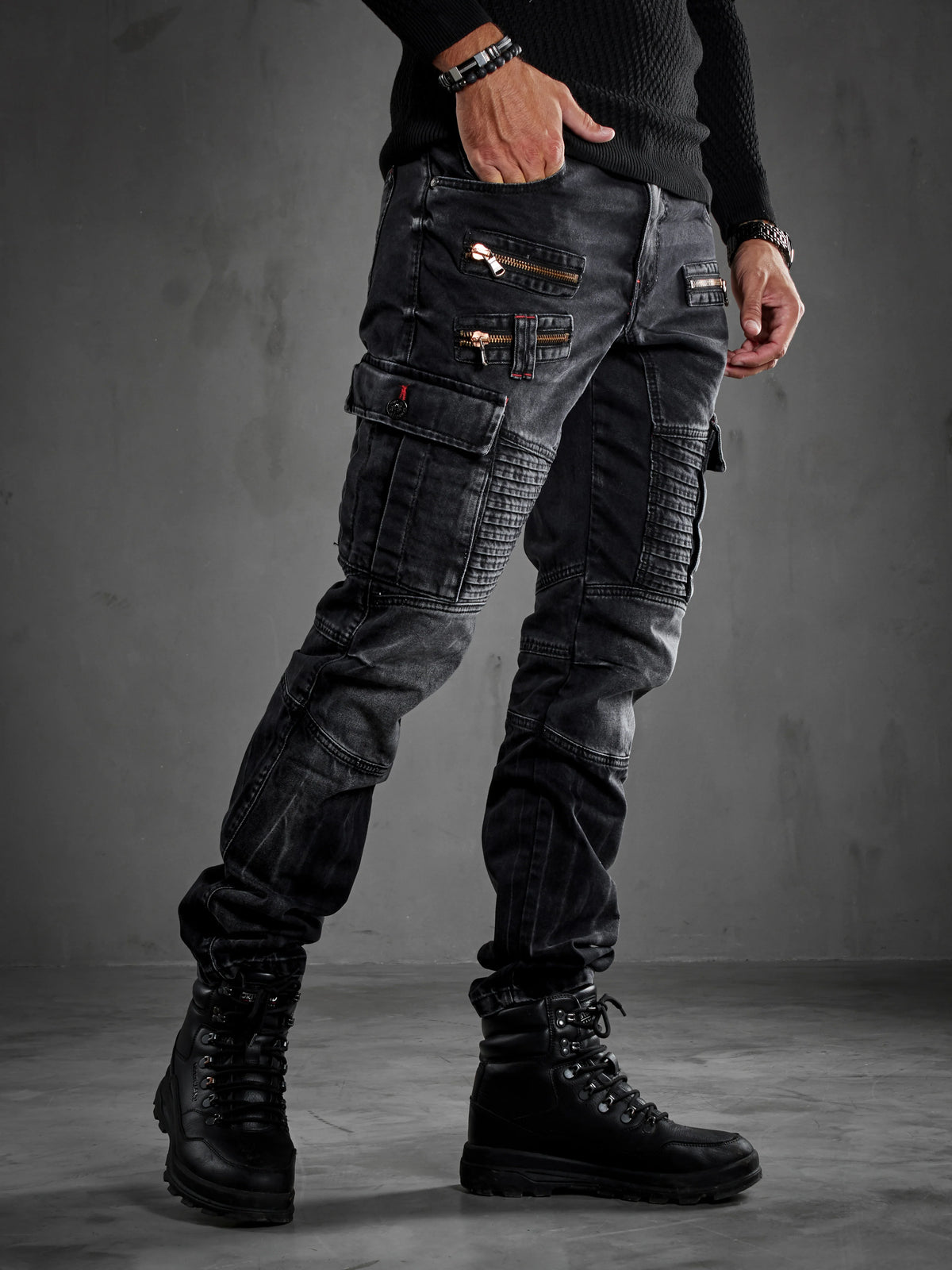 Men’s Regular Fit jeans with details CD798 COAL Cipo