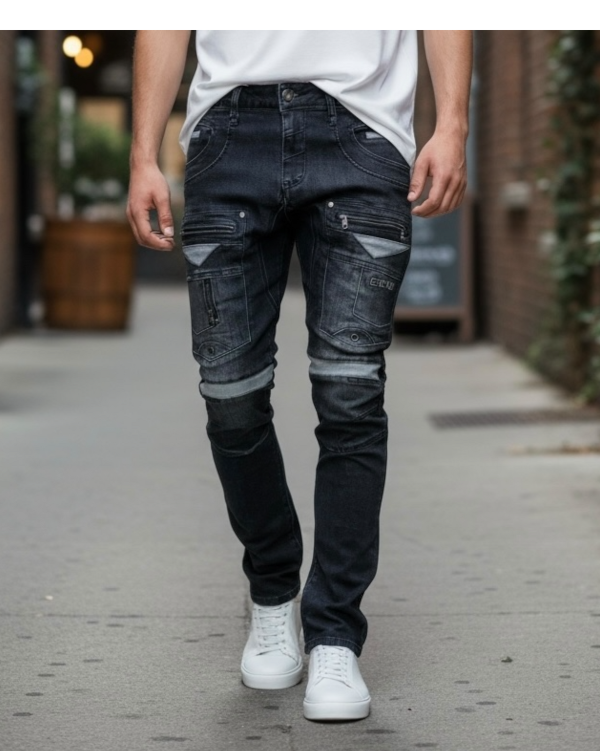 Men’s Jeans Straight Fit with Details (RIO) Wash-Black