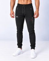 Men's Slim fit Cuffed Track Pants - Cotton Fleece Black 380GSM FORGE)