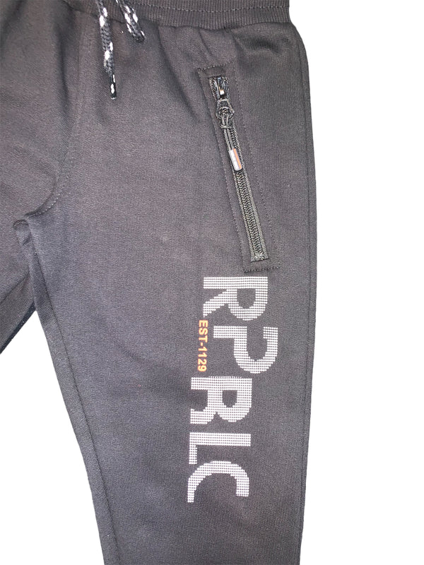 Kids Track pants with cuffed bottom #K-DOTS - Black (UNISEX) - Denim Republic
