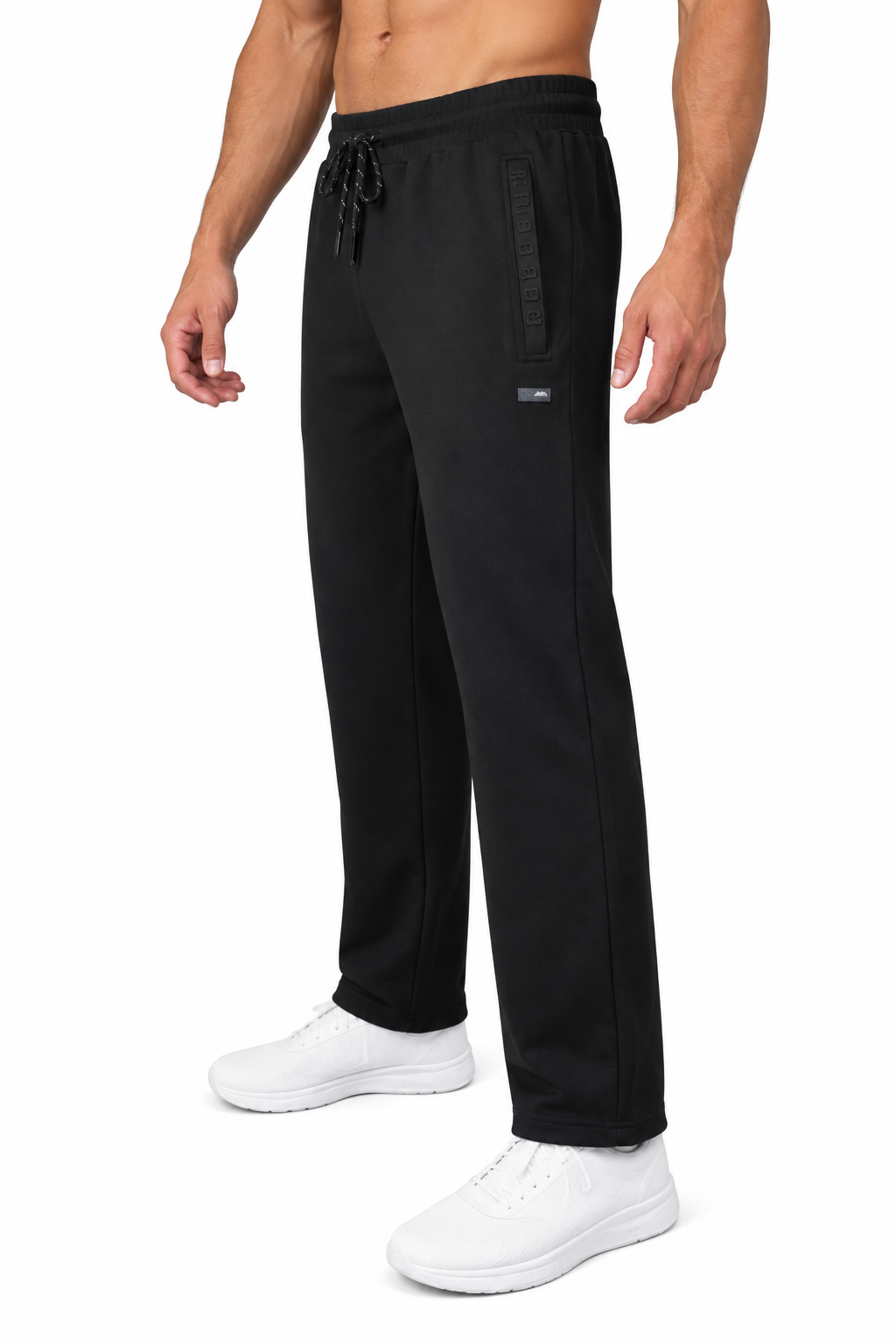 Men’s Straight Leg Cotton Track pants  (RUN S26) -Black