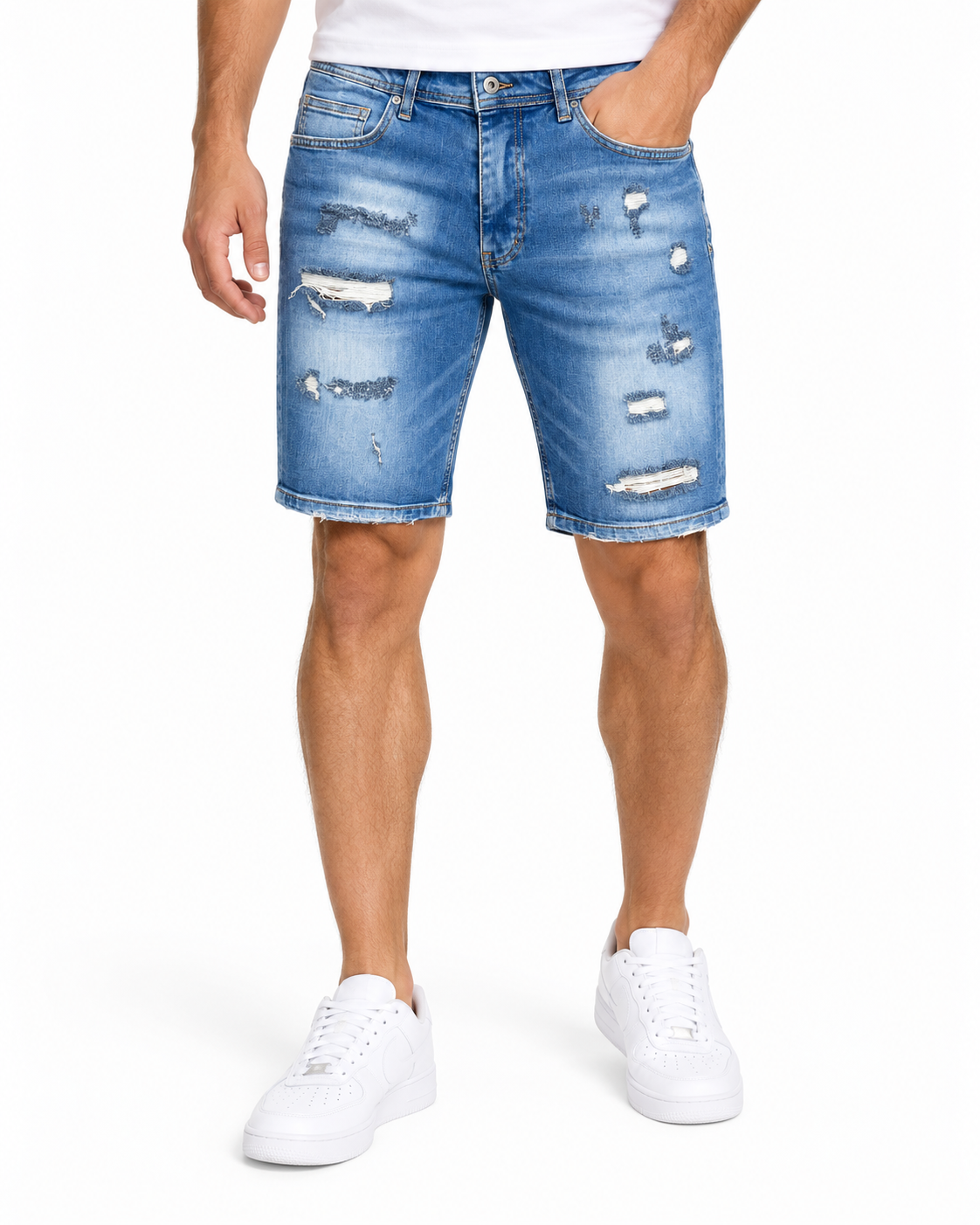 Men’s Denim Shorts Slim Fit Mid Blue (S4007)