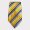 Gold with Blue shades Diagonal Pattern Thick Tie