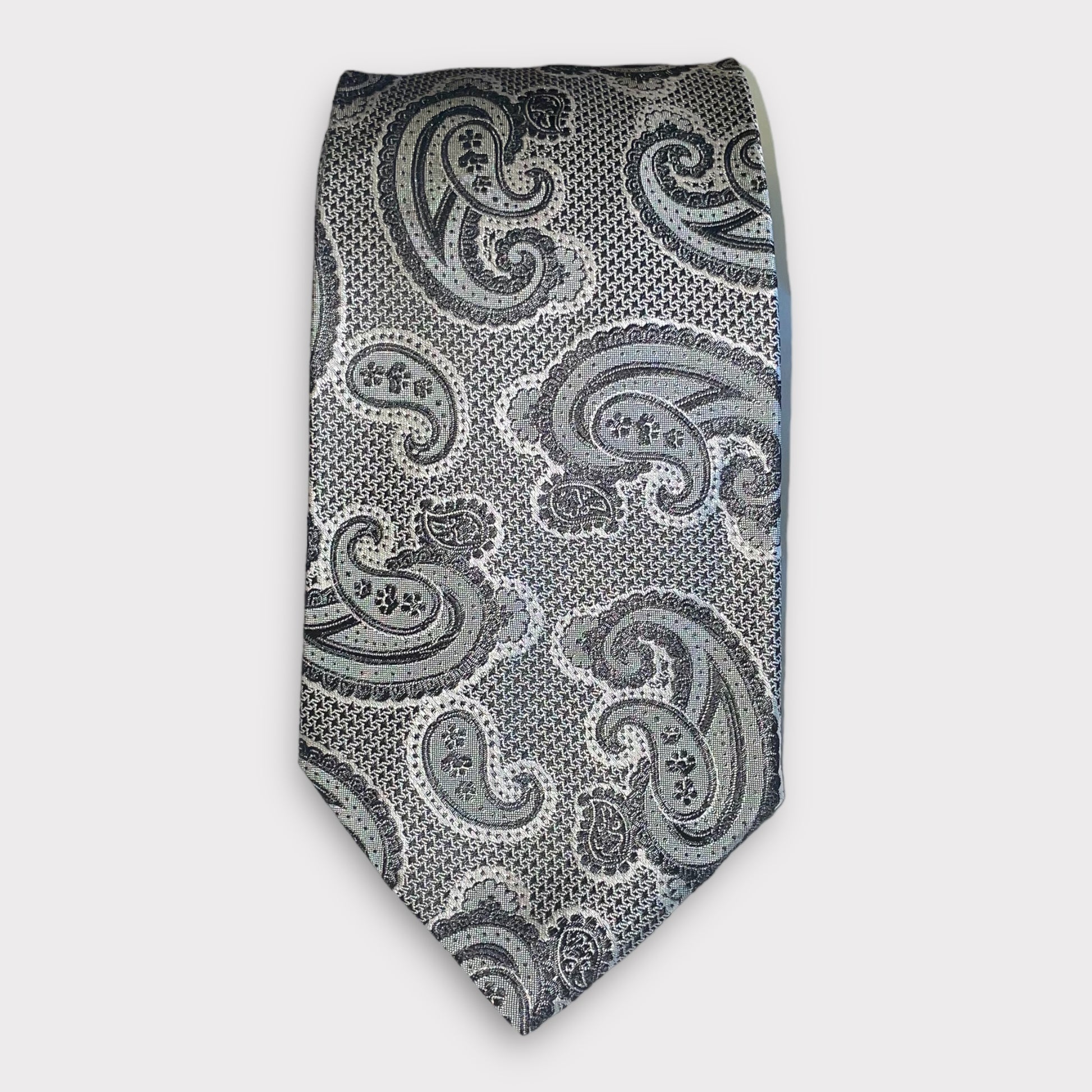 Grey Paisley Thick Tie - Denim Republic