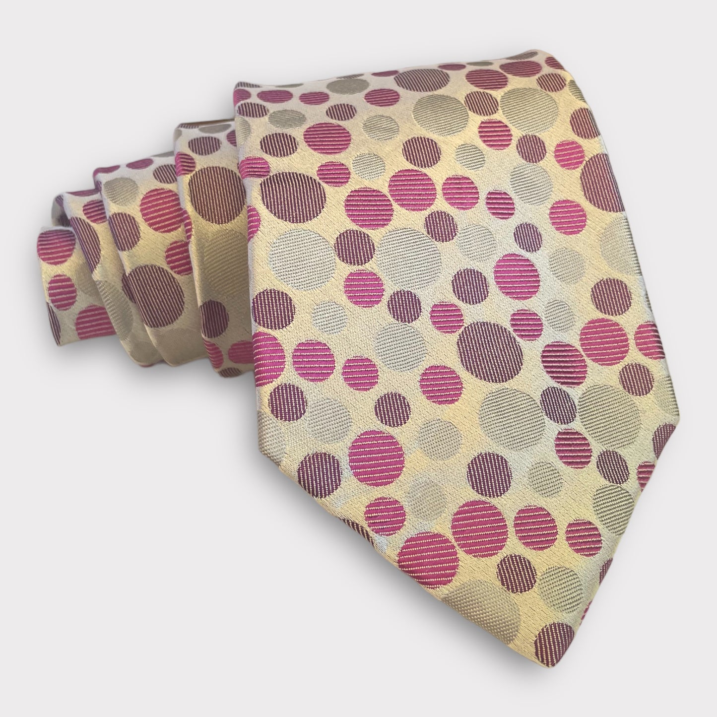 Silver Purple and Pink Circles Pattern Thick Tie - Denim Republic