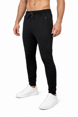 Men’s Slim Fit Cuffed Track pants  (James)-Black 360GSM