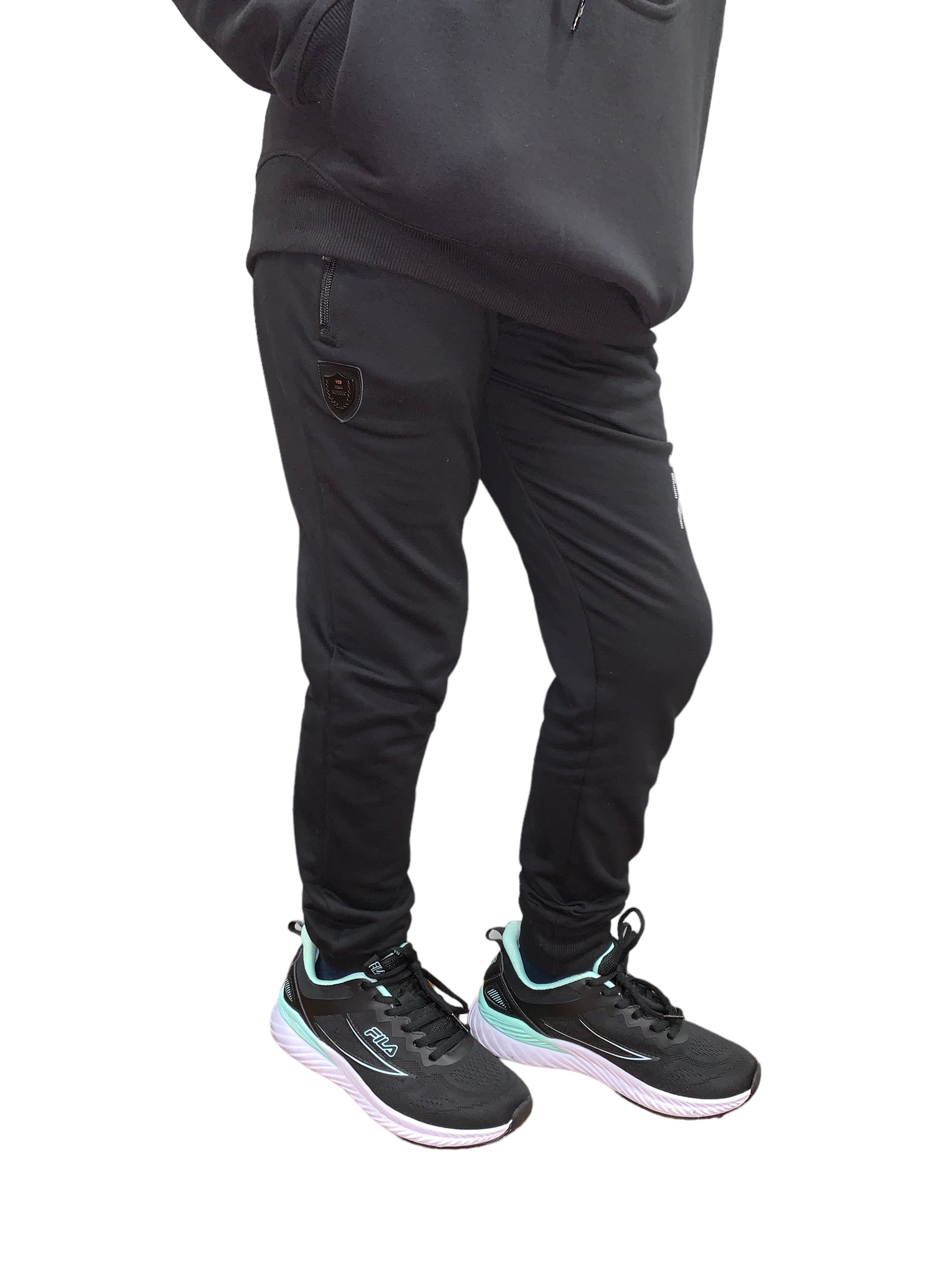 Kids Track pants with cuffed bottom #K-DOTS - Black (UNISEX) - Denim Republic