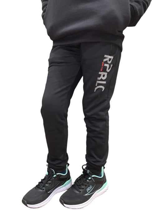 Kids Track pants with cuffed bottom #K-DOTS - Black (UNISEX) - Denim Republic