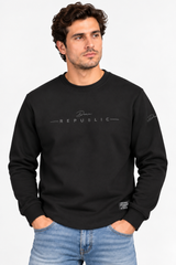 Men's Crew Neck Premium Cotton Fleece Jumper - Black (APEX) 380GSM
