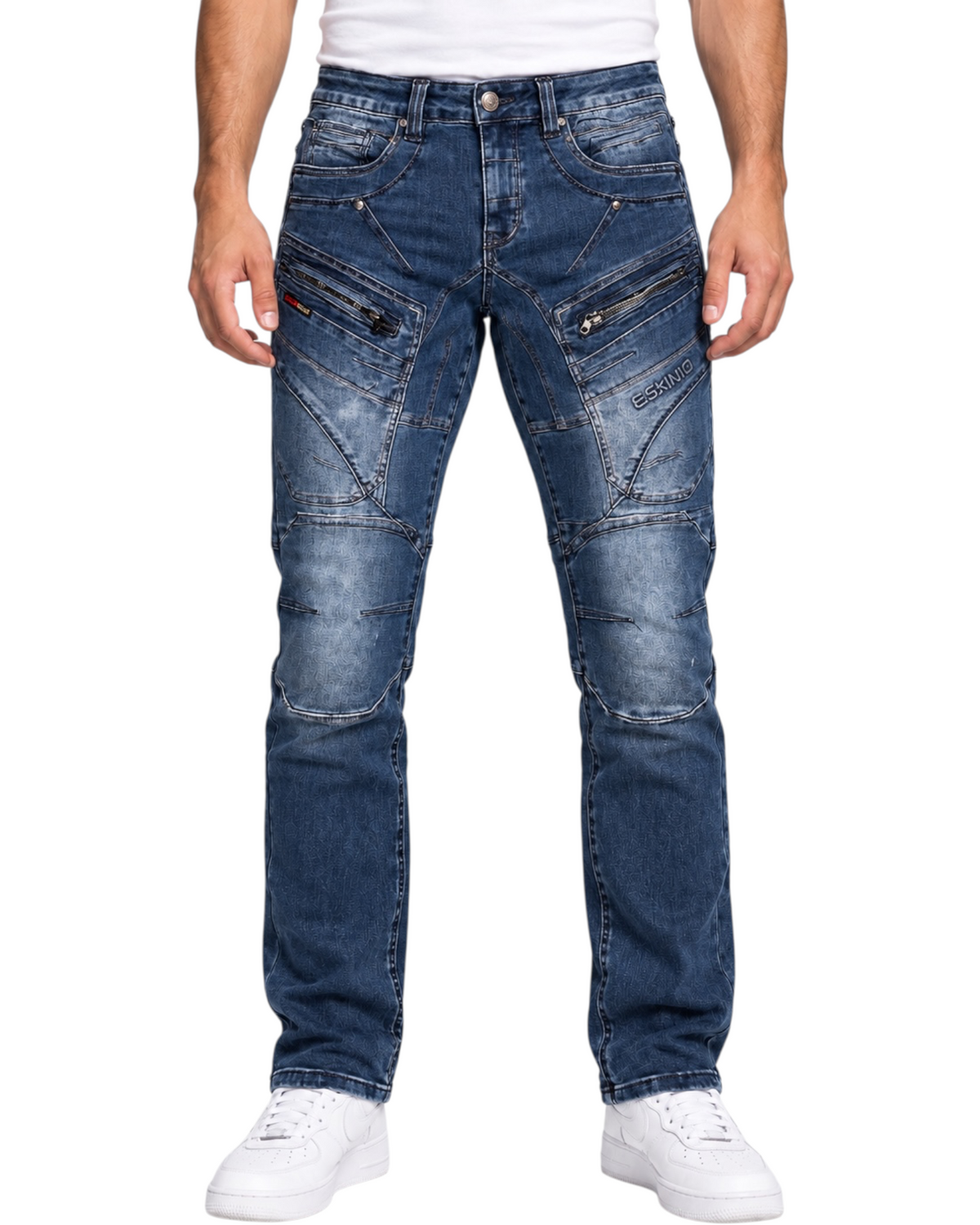 Matrix Men’s Jeans Straight Fit with Details Mid Blue wash
