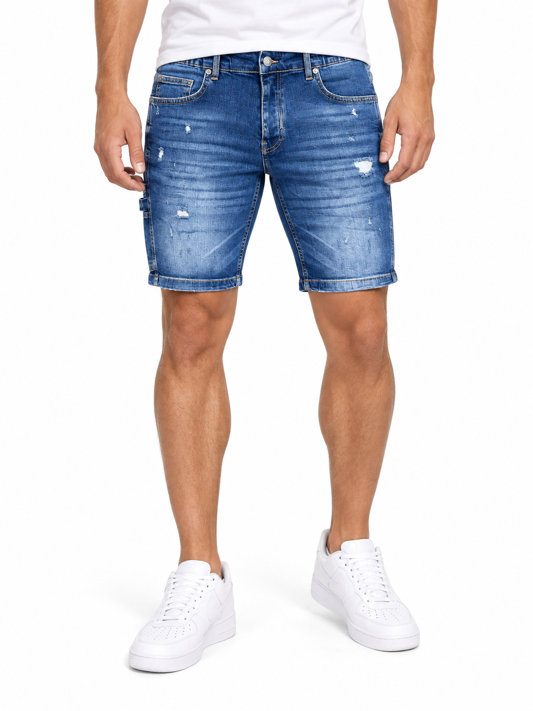 Men’s Denim Shorts Slim Fit Mid Blue (S4025)