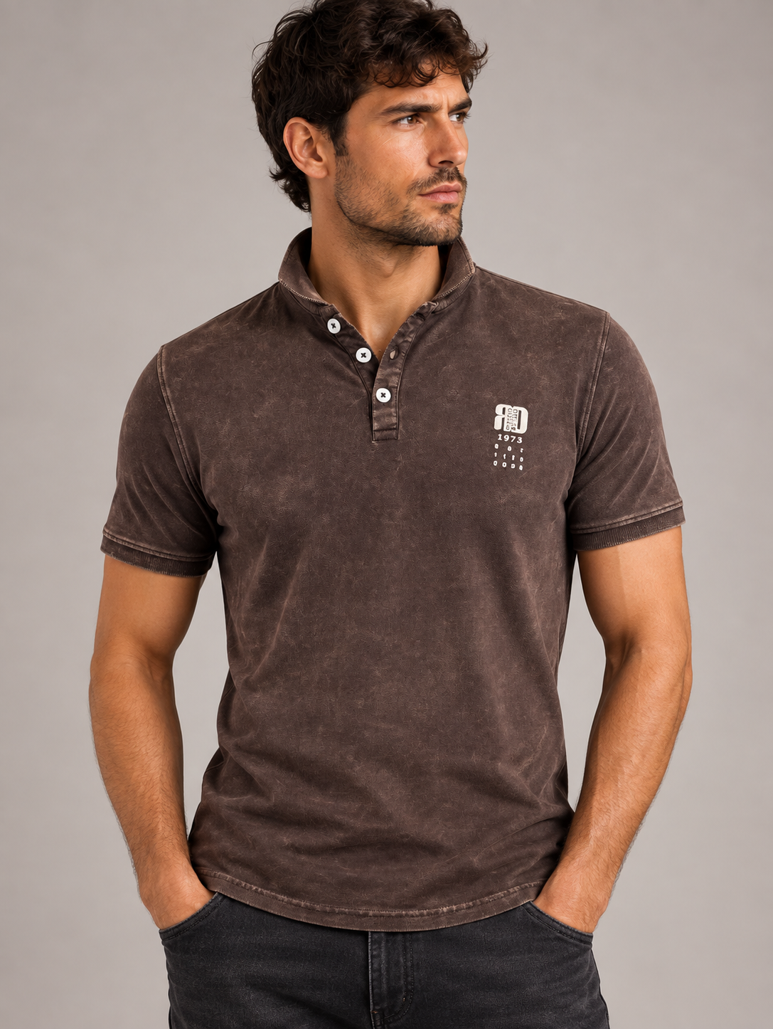 Men’s Polo acid washed with print #Always