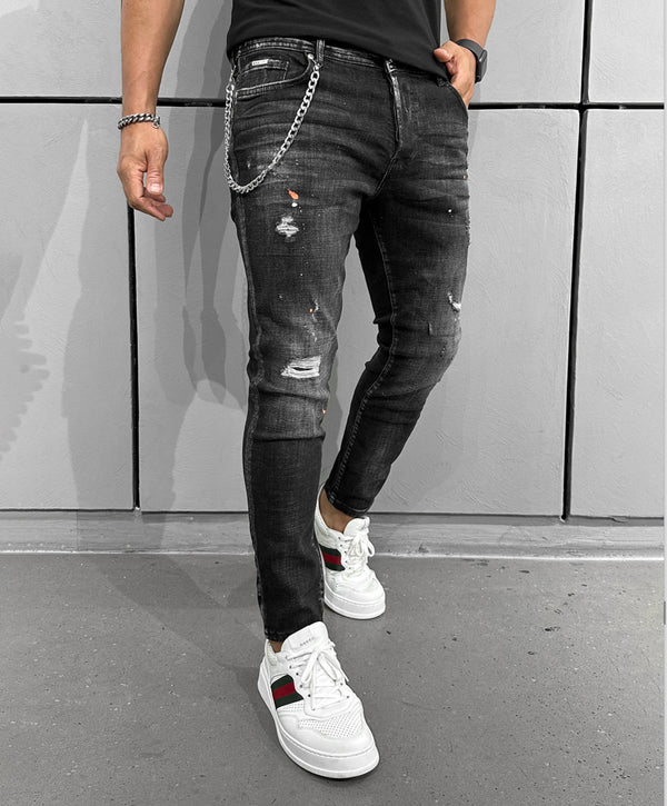 Men's Skinny Jeans Wash Black #16124 - Denim Republic