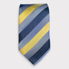 Gold-Navy-Sky Blue Diagonal Pattern Thick Tie