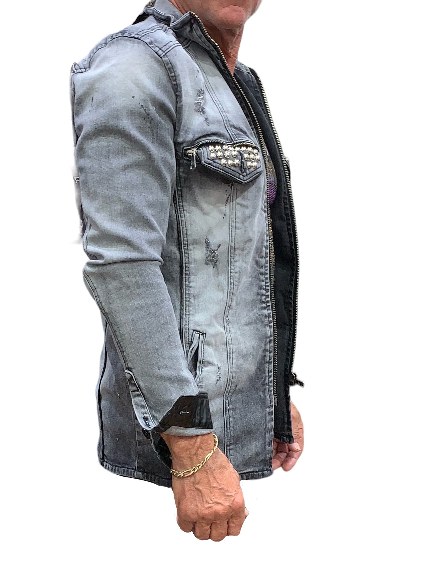 Men's Denim Jacket Washed Grey #1747 - Denim Republic