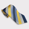 Gold-Navy-Sky Blue Diagonal Pattern Thick Tie - Denim Republic