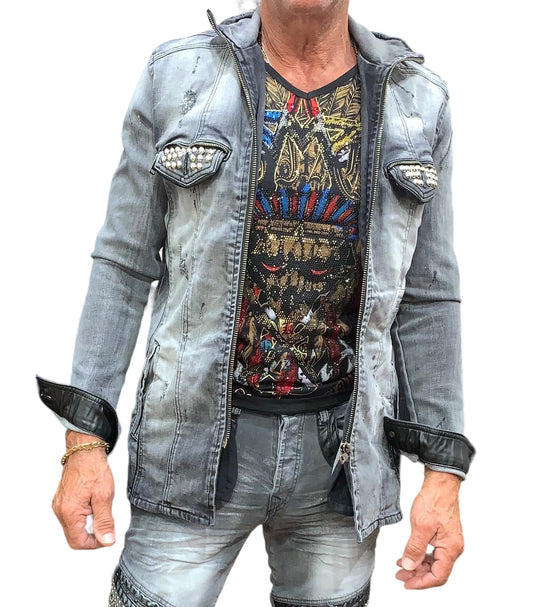 Men's Denim Jacket Washed Grey #1747 - Denim Republic