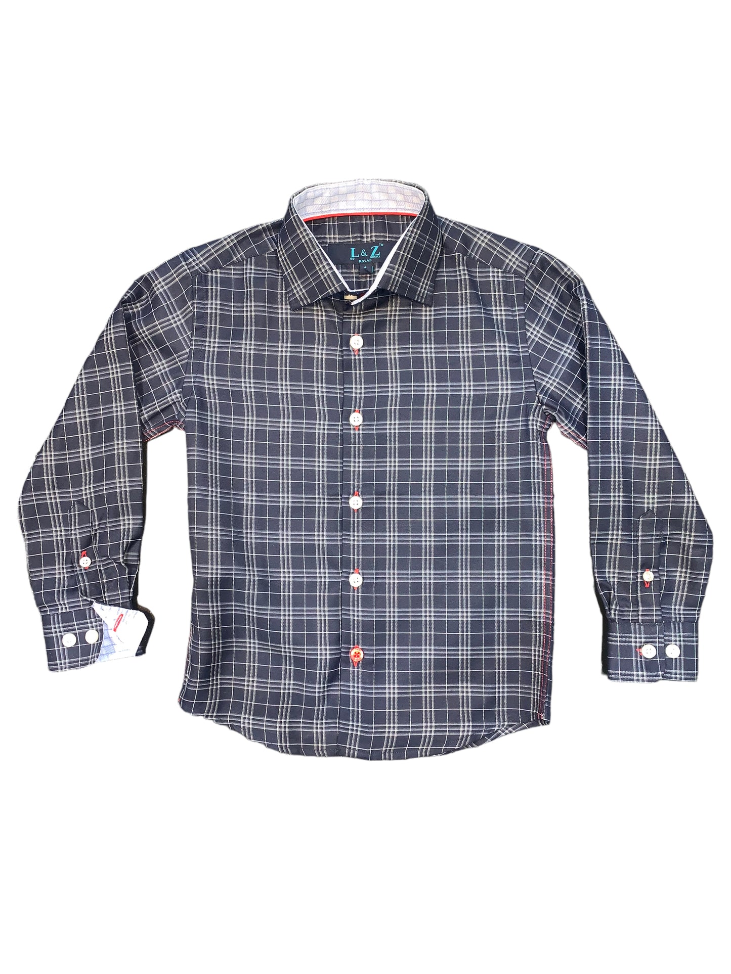 Kids formal Shirts Long Sleeve Navy check #5878 - Denim Republic