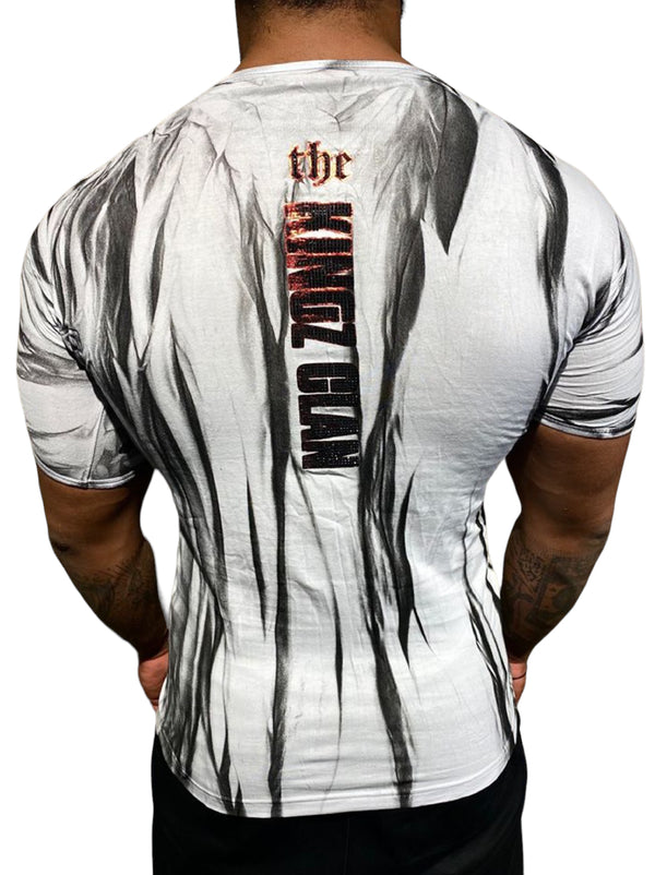 Rhinestone Men’s T-shirtWHITE #4010 - Denim Republic