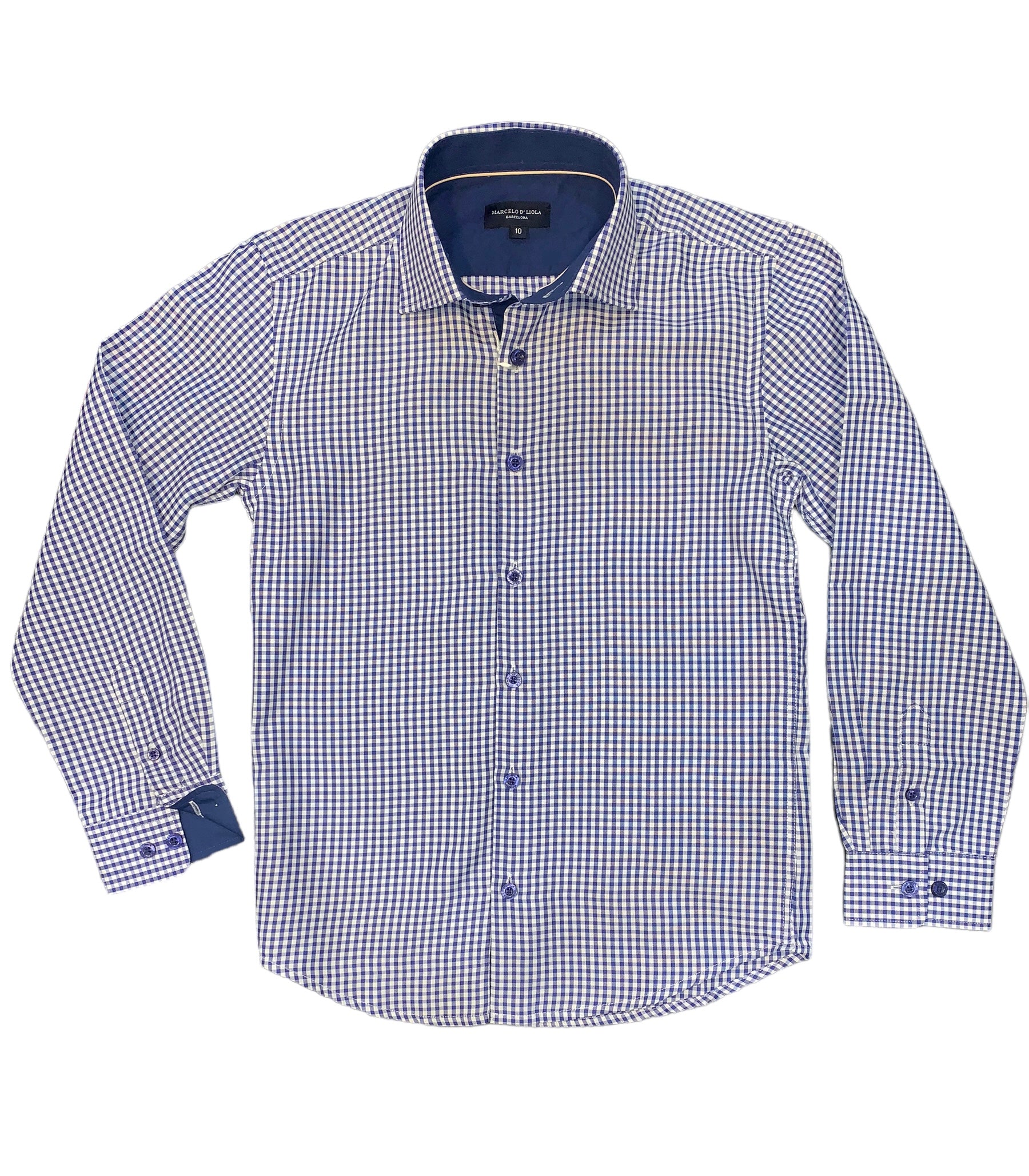 Kids formal Shirts Long Sleeve Royal Gingham #5934 - Denim Republic