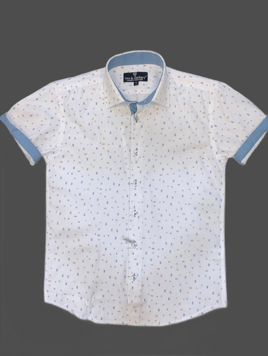 Kids formal Shirts Short Sleeve printed #5985 - Denim Republic