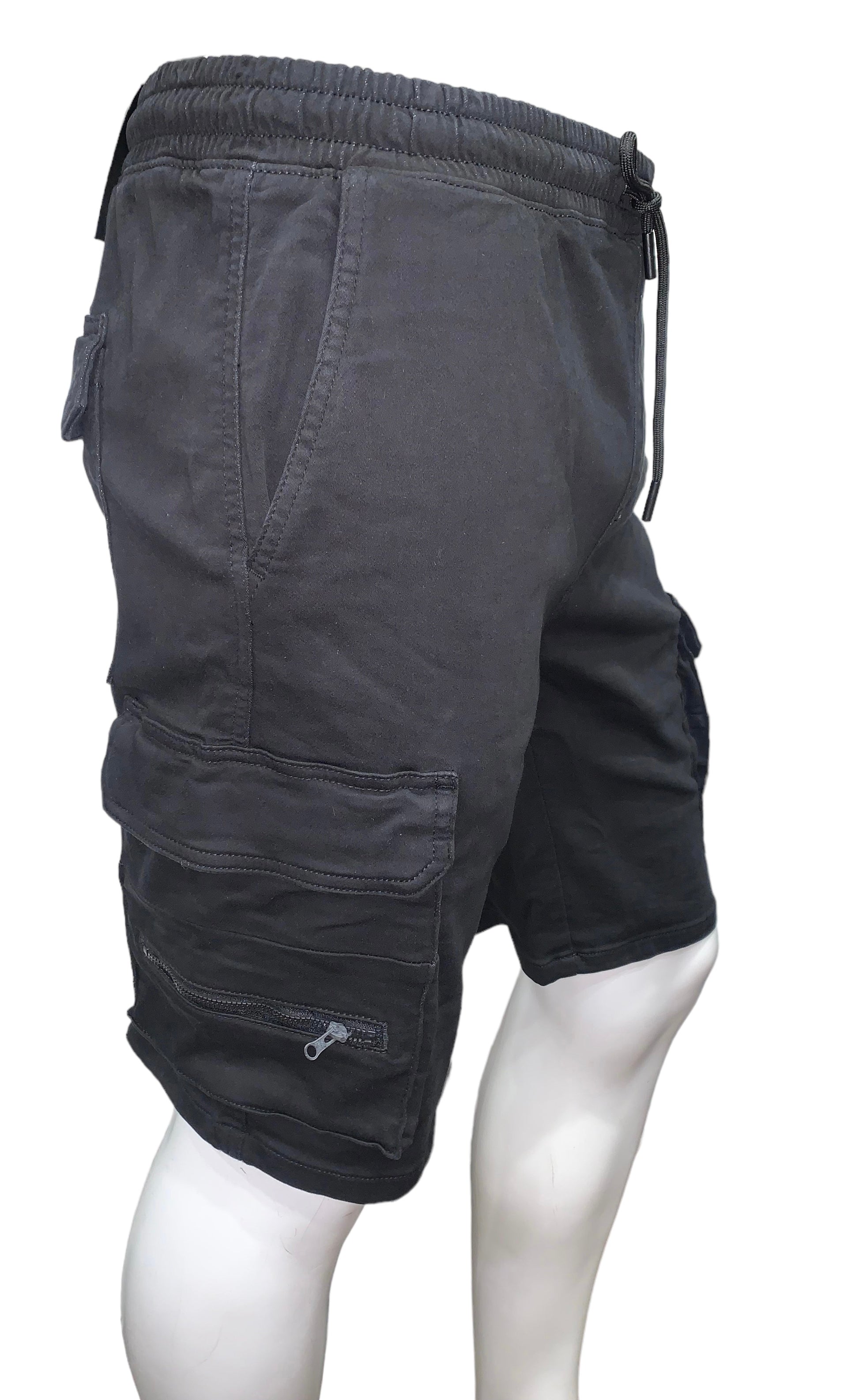 Men's Cargo Shorts Knitted #Alamo BLACK - Denim Republic