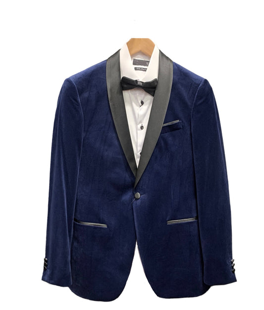 Men’s Formals - Velvet Tuxedo - NAVY-GREEN - Denim Republic