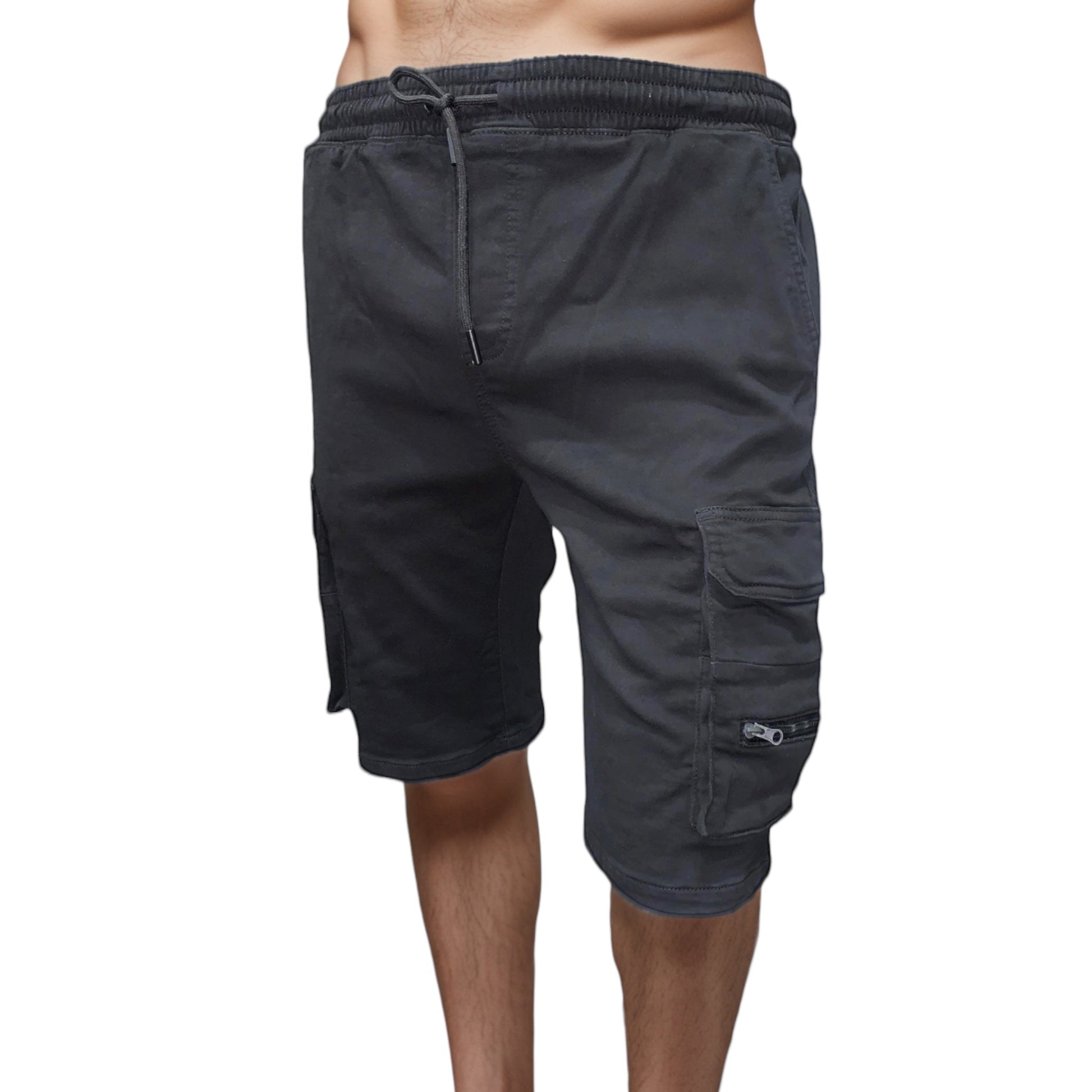 Men's Cargo Shorts Knitted #Alamo BLACK - Denim Republic