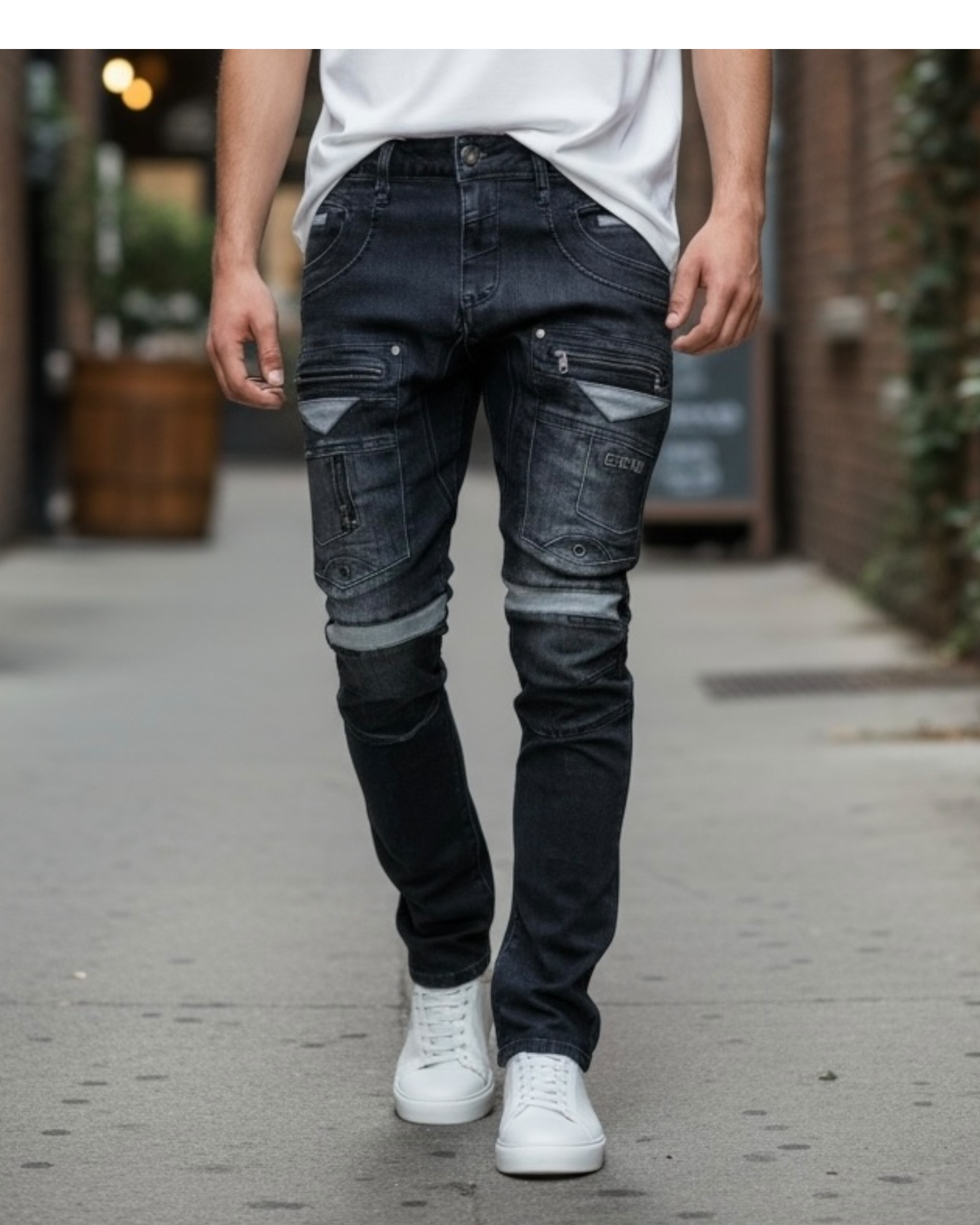 Men’s Jeans Slim-Straight Wash-Black #RIO