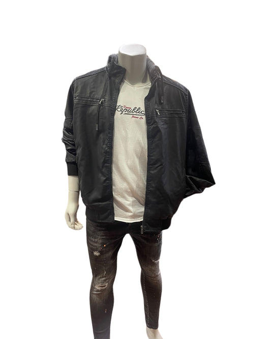 SA87 Leather-Look Jacket Black