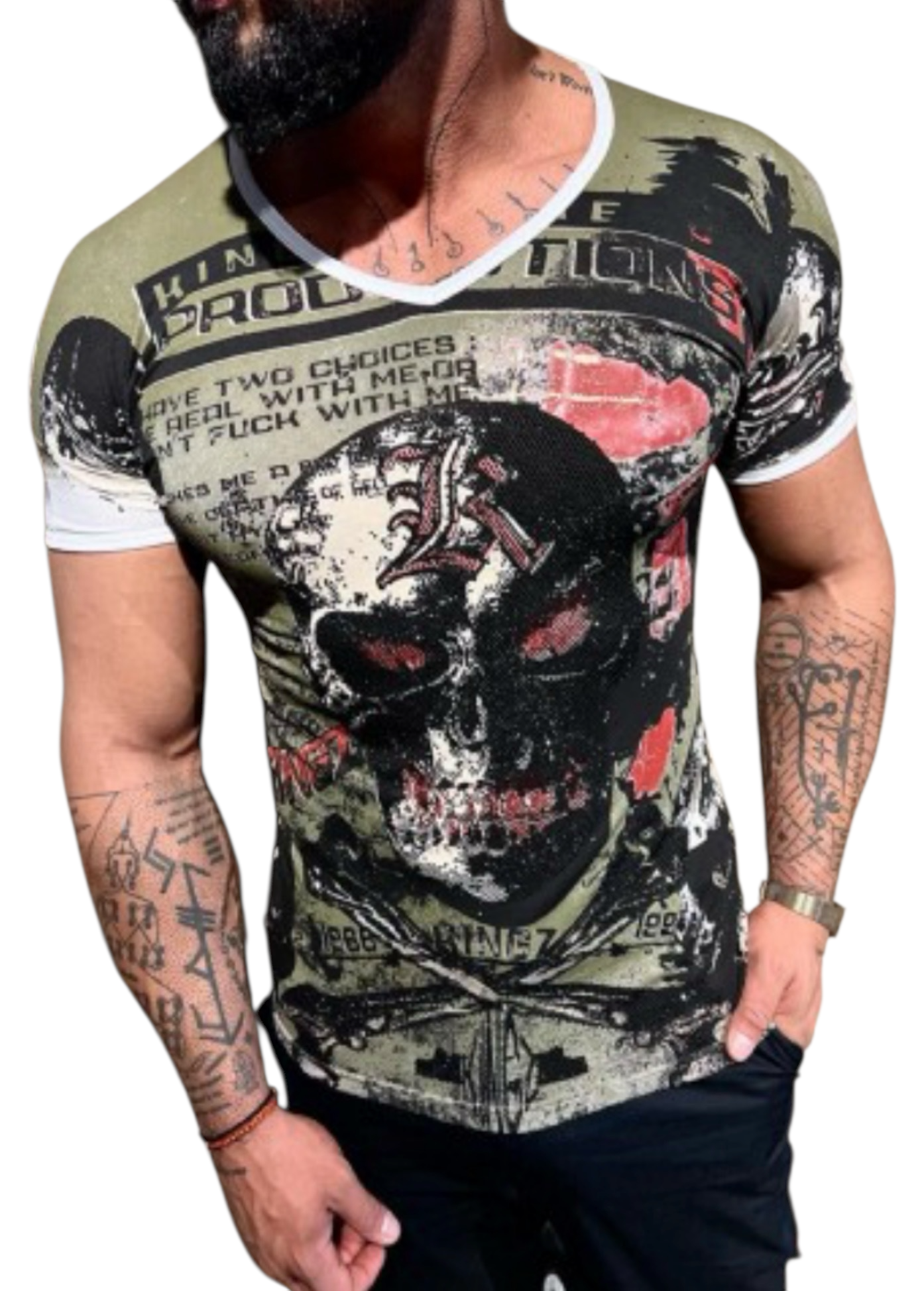 Rhinestone Men’s T-shirt White #4016