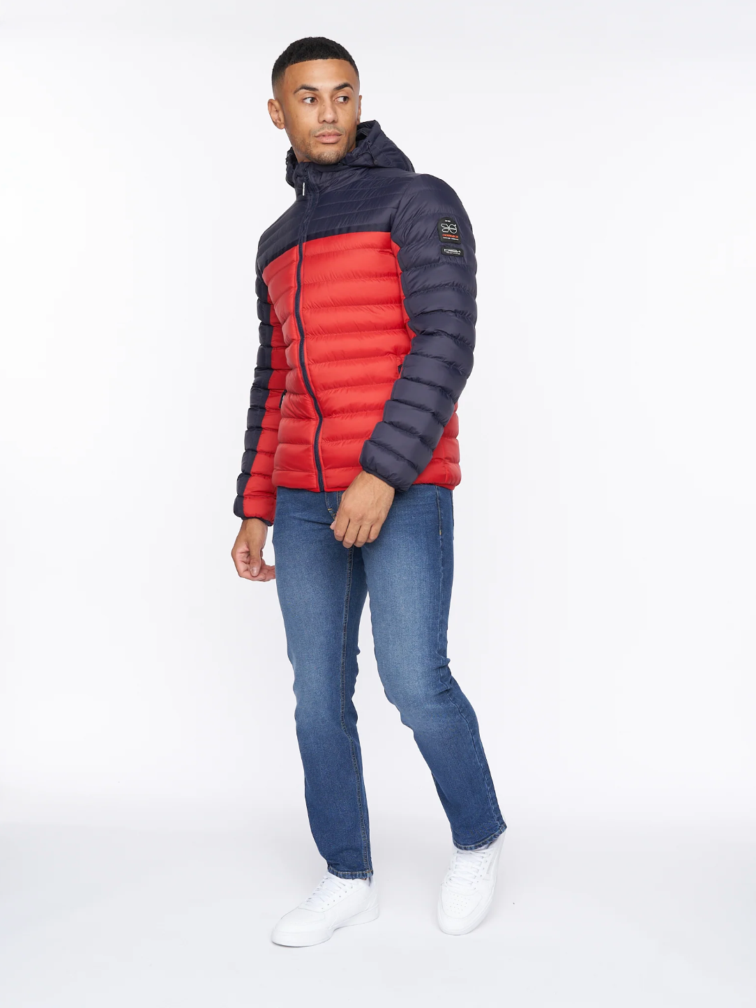 Pymoore Puffer Jacket Red and Navy - Denim Republic