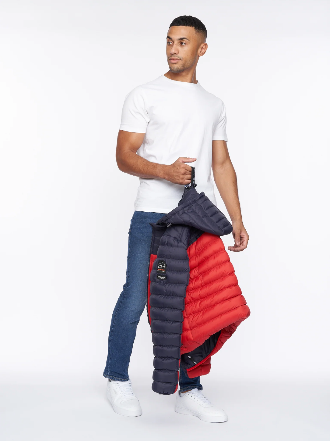 Pymoore Puffer Jacket Red and Navy - Denim Republic