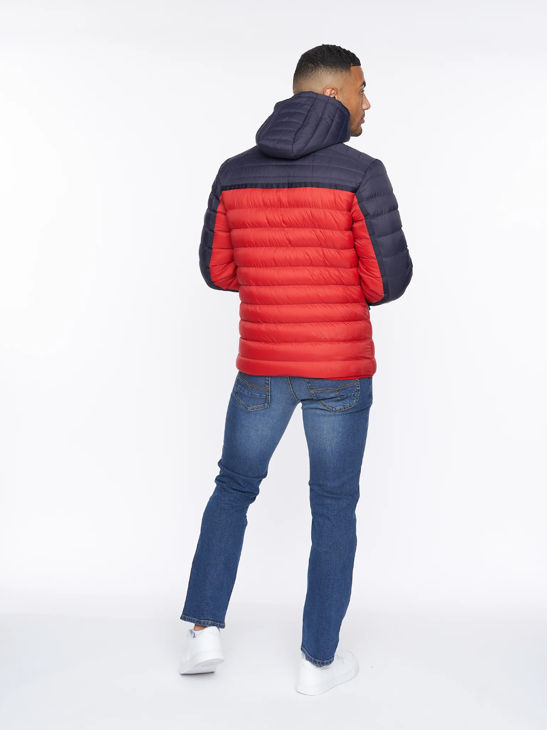 Pymoore Puffer Jacket Red and Navy - Denim Republic