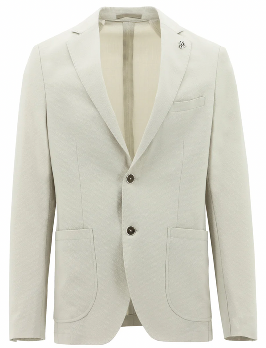 Seersucker/Lycra Cream Sports Blazer #GENOA