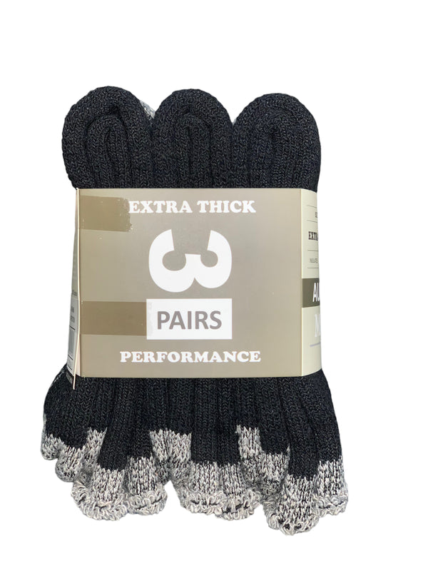 PACK OF 3 Wool Performance thick socks. - Denim Republic