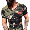 Rhinestone Men's T-shirt OLIVE #4016 - Denim Republic