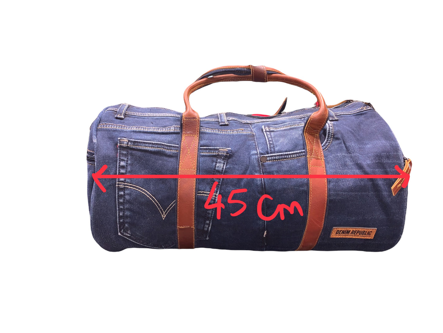 Denim duffle BAGS-03 Leather Handle Large - Denim Republic